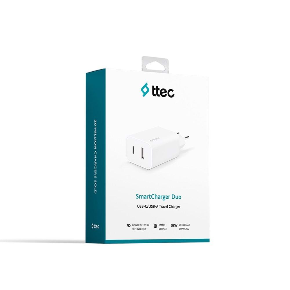 TTEC 2SCS24B TTEC SMART CHARGER DUO 32W USB-C+USB-A