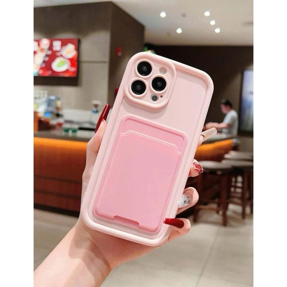 PEMBE LENS KORUMALI IPHONE 15 KARTLIK KILIF