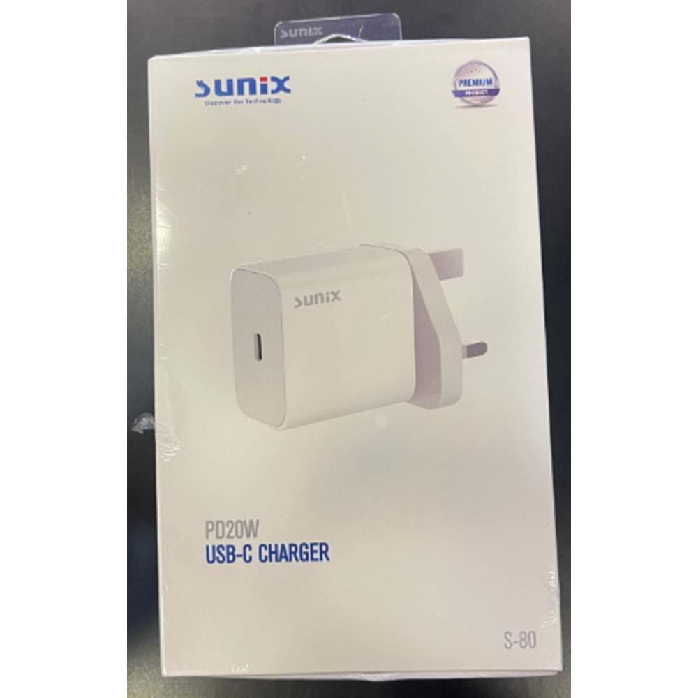 SUNİX S80 20W ŞARJ BAŞLIK 3LÜ