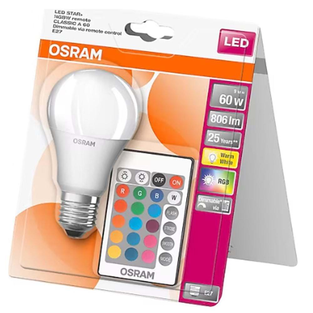 OSRAM LED RGB AMPÜL 9W DİMMABLE E27 KUMANDA