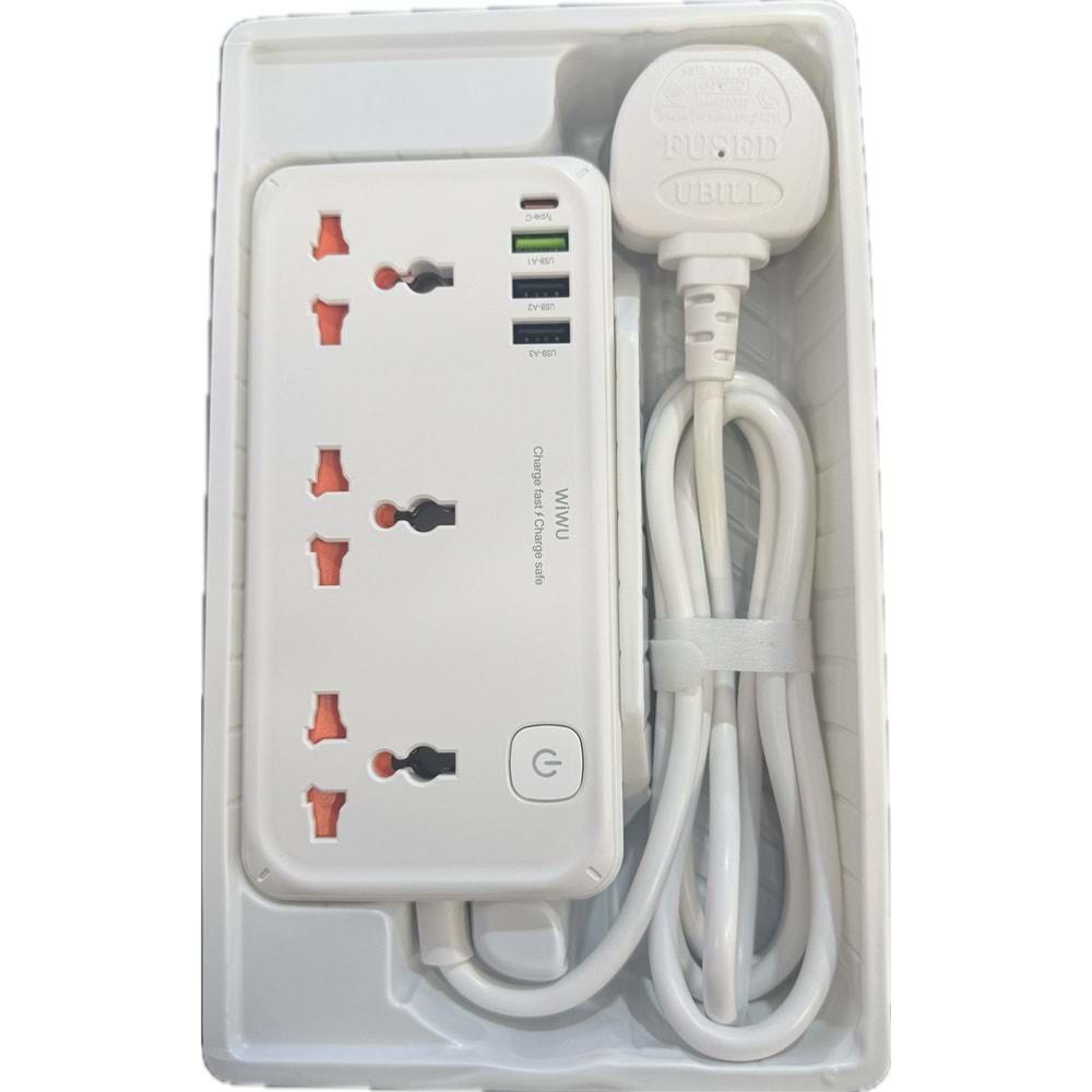 WİWU ÇOK FONKSİYONLU 30W ÜÇLÜ PRİZ S005