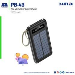 SUNİX POWERBANK PB-43 GÜNEŞ ENERJİLİ 12000MAH