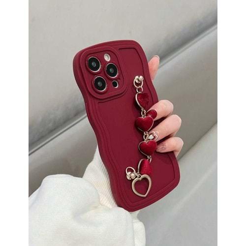 BORDO LENS KORUMALI KALP TASARIM IPHONE 15 PROMAX KILIF