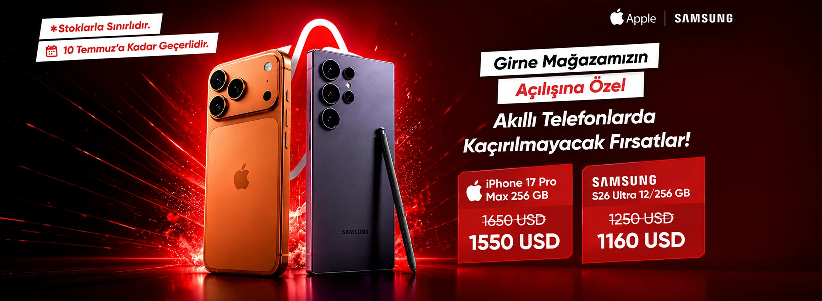 Kıbrıs iPhone 17 Pro Max Samsung S26 Ultra